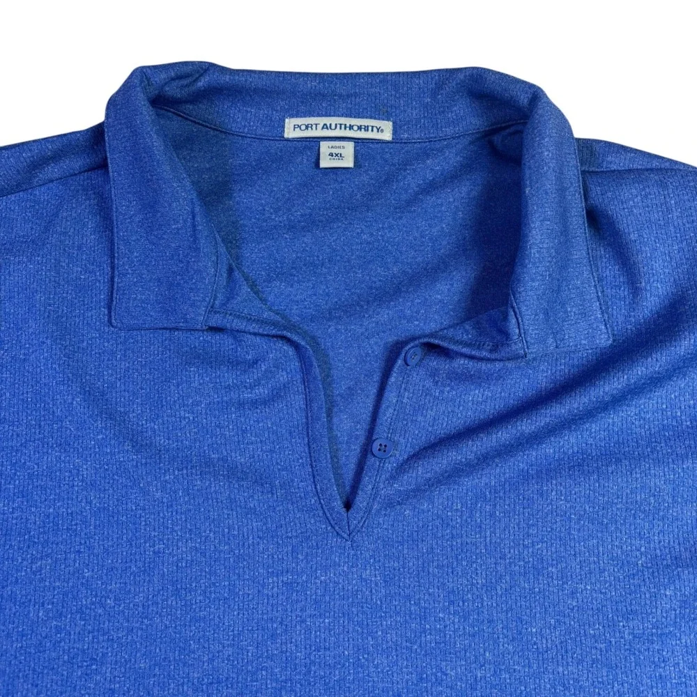 Port Authority Ladies Royal Blue Heathered Polo Shirt Short Sleeve V-Neck Sz 4XL